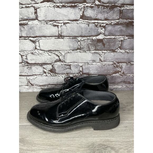 Bates Lites Black Oxford High Gloss Patent Leather Uniform Shoes Men 10D US/43EU - Picture 1 of 16